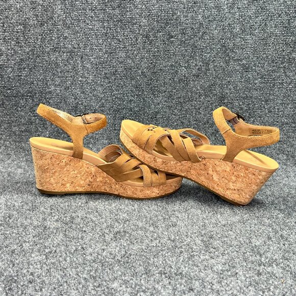 UGG Uma Wedge Sandals Women's Size 8.5 Chestnut Suede Cork Strap Buckle Platform - Picture 7 of 13